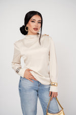 BLUSA MANDARIN NECK SATÍNADA/ DA6459
