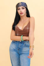 Top Brillos Mesh color Marron | ZAIVA