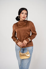 BLUSA MANDARIN NECK SATÍNADA/ DA6459