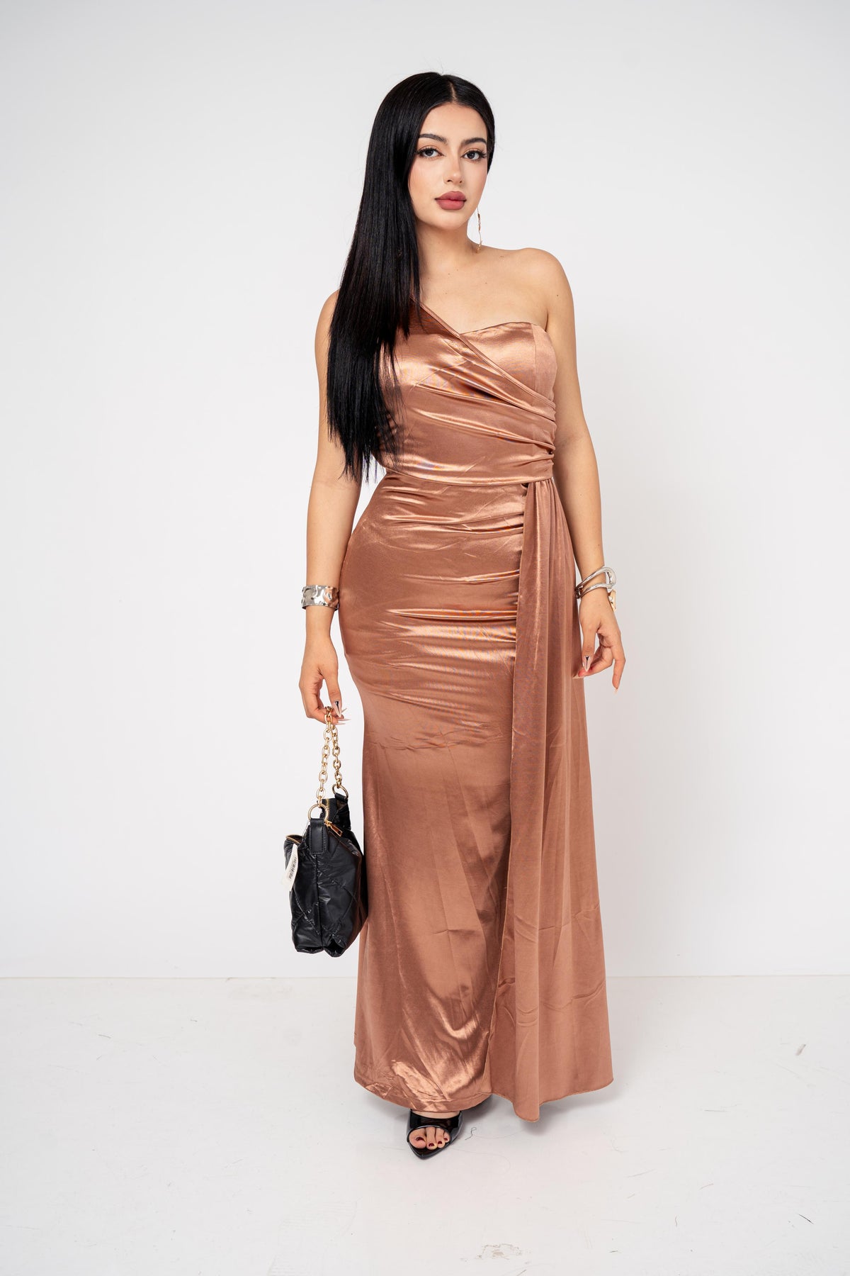 Vestido Graduación Stretch color Cobre | ZAIVA