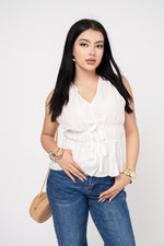 Blusa Peplum Sin Mangas color Blanco | ZAIVA