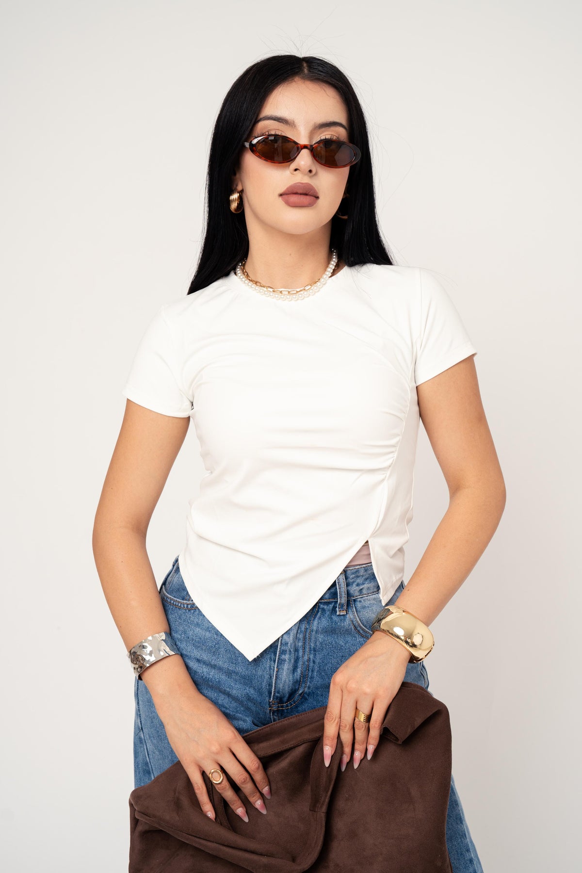 Blusa Basica Asimetrica color Blanco | ZAIVA