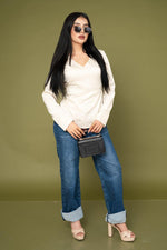 Blusa Vneck Crossed Satín por mayoreo — ZAIVA (vista 4)