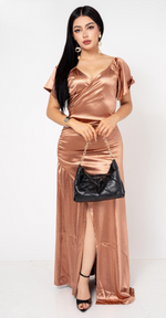 Vestido Graduación Stretch color Cobre | ZAIVA