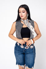 Chaleco Stretch Corto Con Pedreria color Plata | ZAIVA