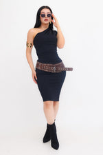 Vestido Boycon Asimetrico color Negro | ZAIVA