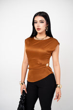 Blusa Elegante Manga Muscle Tee color Camel | ZAIVA