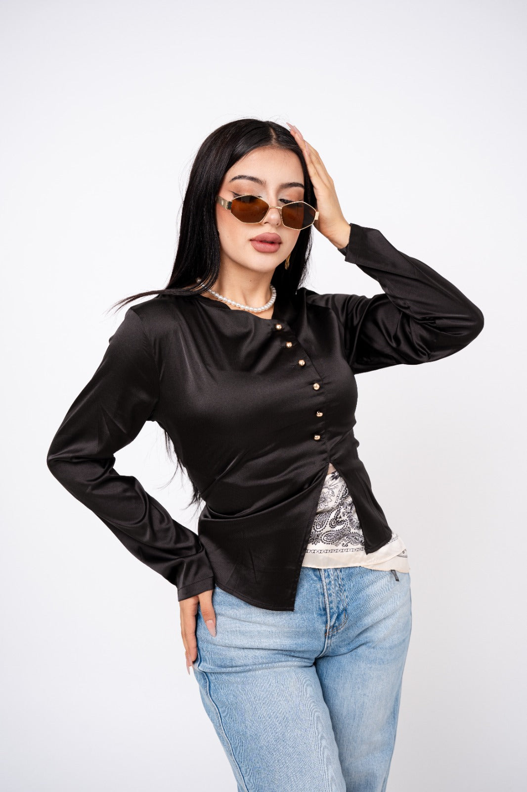 Blusa Asimetric Satín por mayoreo — ZAIVA (vista 4)