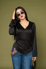 Blusa Vneck Crossed Satín por mayoreo — ZAIVA (vista 7)