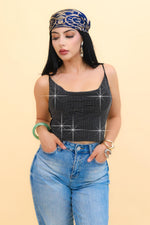 Top Brillos Mesh color Negro | ZAIVA