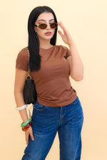 Blusa Manga Corta Basica color Cafe | ZAIVA