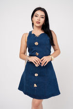 Vestido Denim Corte ¨A¨ Stretch color Azul Oscuro | ZAIVA