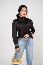 BLUSA MANDARIN NECK SATÍNADA/ DA6459