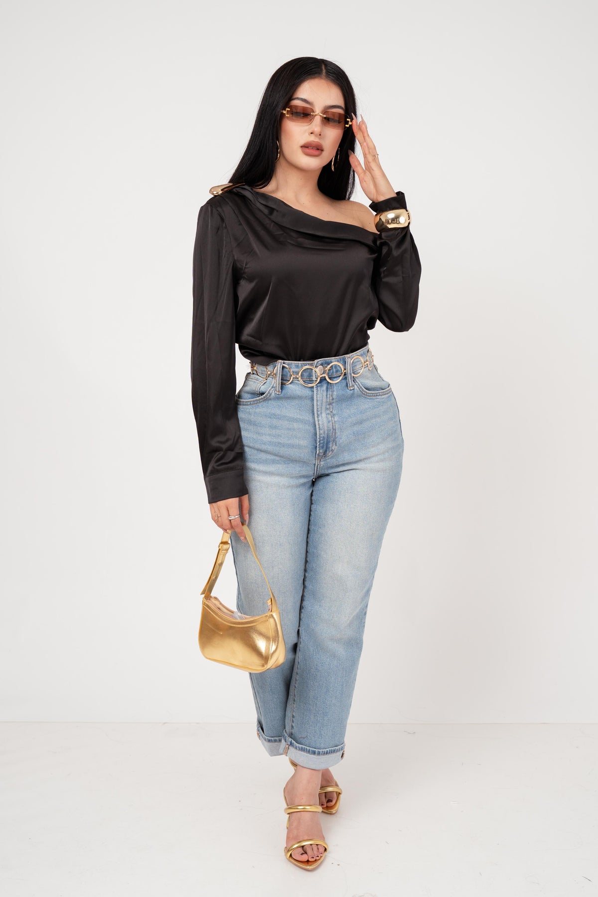 BLUSA ASIMETRICA SATIN ONE SHOULDER / DA6458