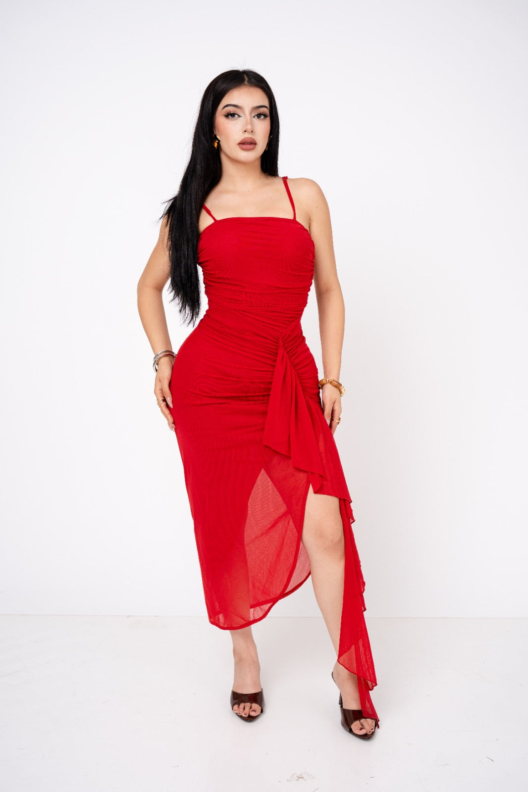 Vestido Mesh Waterfall Hem por mayoreo — ZAIVA (vista 3)