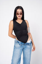 Bodysuit Drapeado Stretch color Negro | ZAIVA