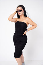 Vestido Mesh Strapless color Negro | ZAIVA