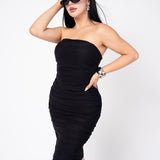 Vestido Mesh Strapless color Negro | ZAIVA