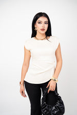 Blusa Elegante Manga Muscle Tee color Perla | ZAIVA