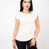 Blusa Elegante Manga Muscle Tee color Perla | ZAIVA
