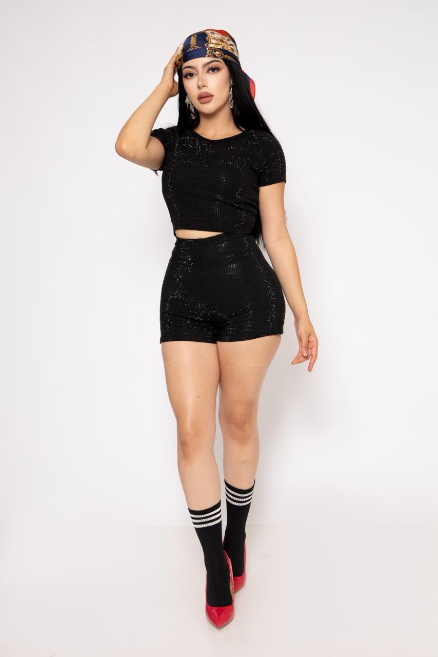 Duo Set Brillante Con Stretch color Negro | ZAIVA