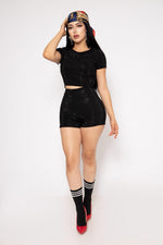 Duo Set Brillante Con Stretch color Negro | ZAIVA