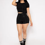 Duo Set Brillante Con Stretch color Negro | ZAIVA