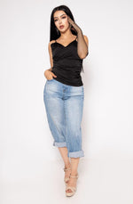 Top Satin Tirantes Con Pliegue Al Costado | ZAIVA