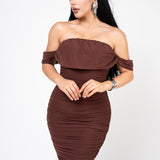 Vestido Bodycon De Mesh color Cafe | ZAIVA