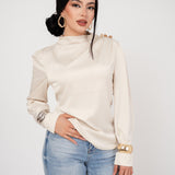 BLUSA MANDARIN NECK SATÍNADA/ DA6459