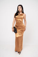 Vestido Satinado Gala color Cobre | ZAIVA