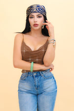 Top Brillos Mesh color Camel | ZAIVA