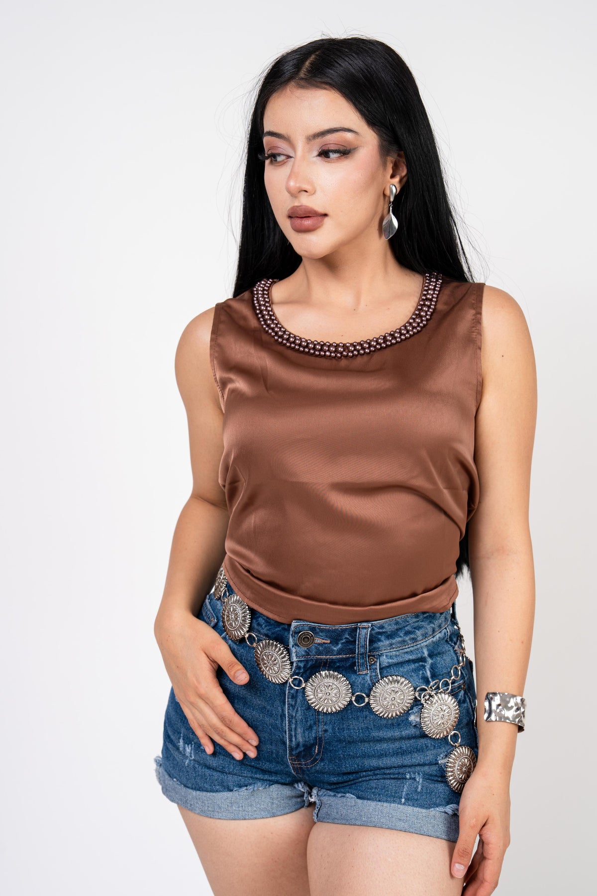 Blusa Satinada color Cafe | ZAIVA