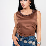 Blusa Satinada color Cafe | ZAIVA