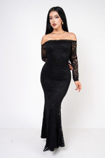 Vestido Formal Encaje Stretch color Negro | ZAIVA