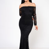 Vestido Formal Encaje Stretch color Negro | ZAIVA