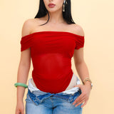 Blusa Off Shoulder color Vino | ZAIVA