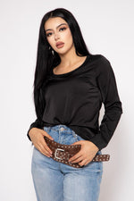Blusa Pullover Satén color Negro | ZAIVA
