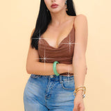 Top Brillos Mesh color Marron | ZAIVA