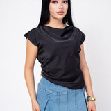 Blusa Cuello Cowl color Negro | ZAIVA
