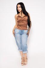 Top Satin Tirantes Con Pliegue Al Costado | ZAIVA