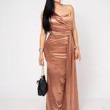 Vestido Graduación Stretch color Cobre | ZAIVA