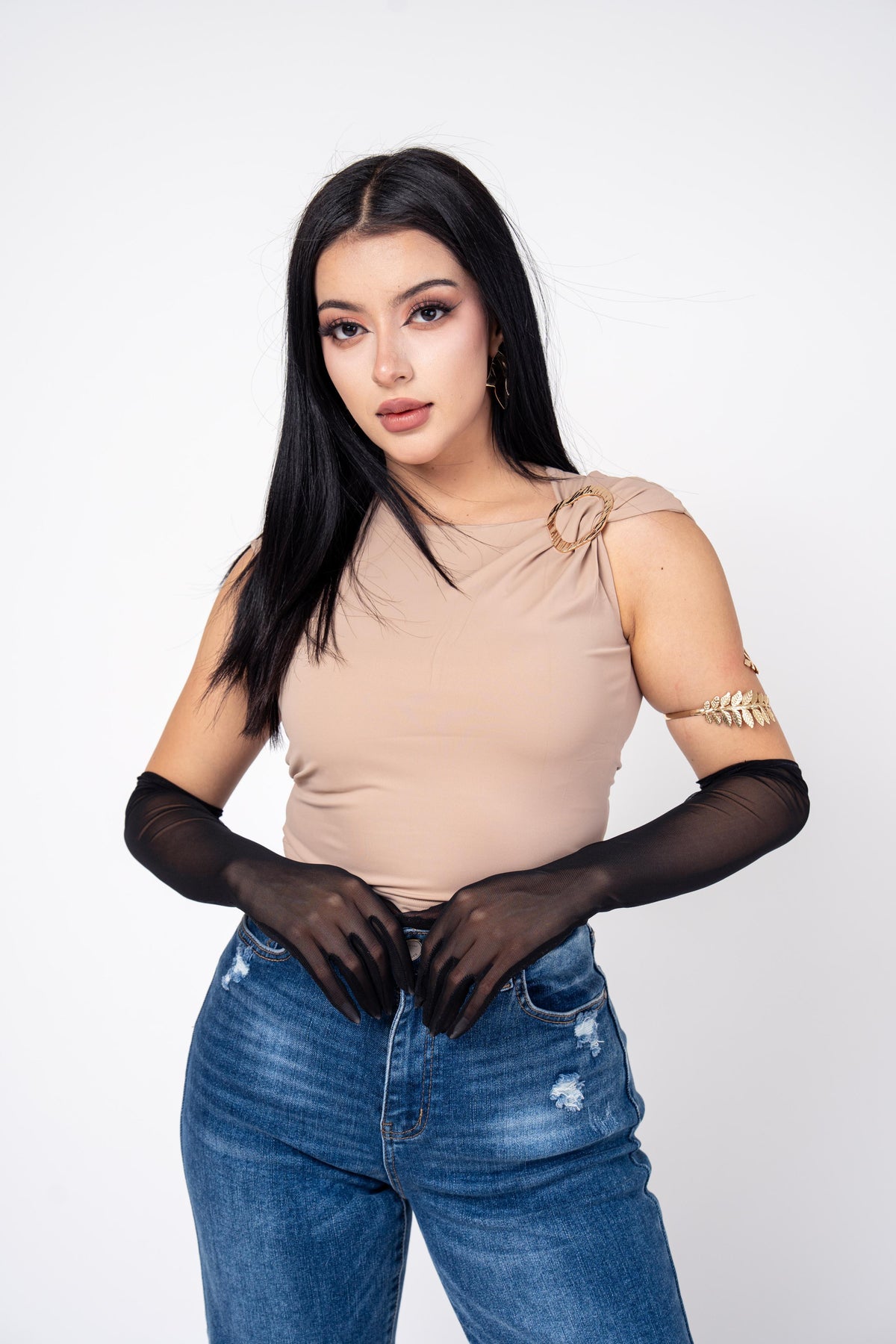 Crop Top Stretch Con Hebilla color Moka | ZAIVA
