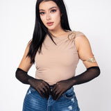 Crop Top Stretch Con Hebilla color Moka | ZAIVA
