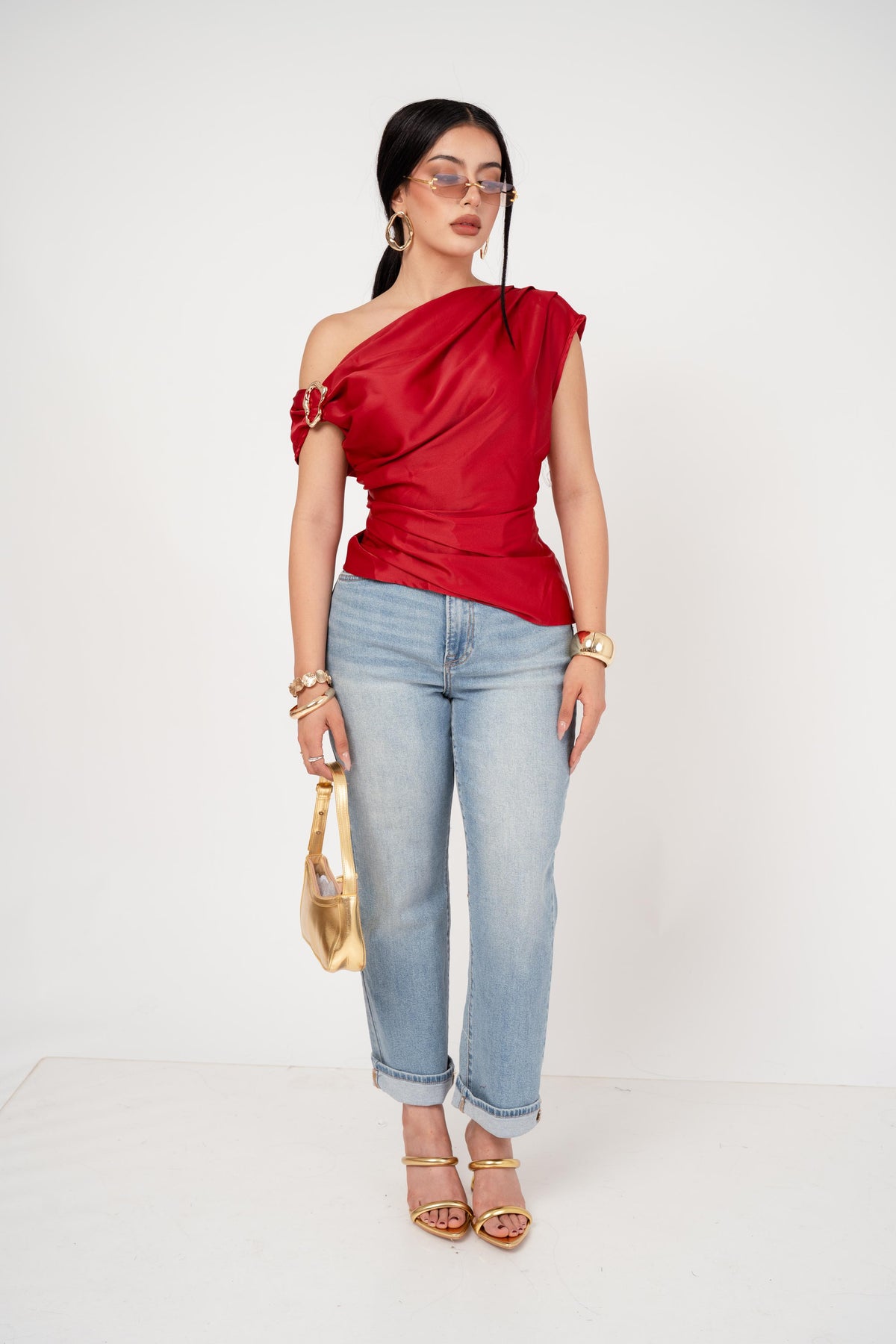 Blusa Roman Shoulder Satín por mayoreo — ZAIVA (vista 4)