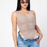 Bodysuit Drapeado Stretch color Taupe | ZAIVA