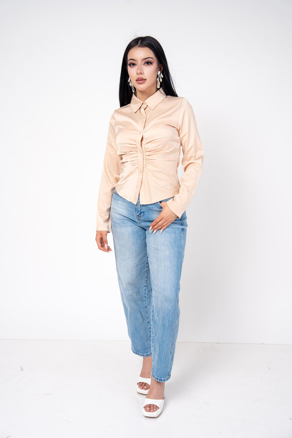 Camisera Satinada Plisada | ZAIVA