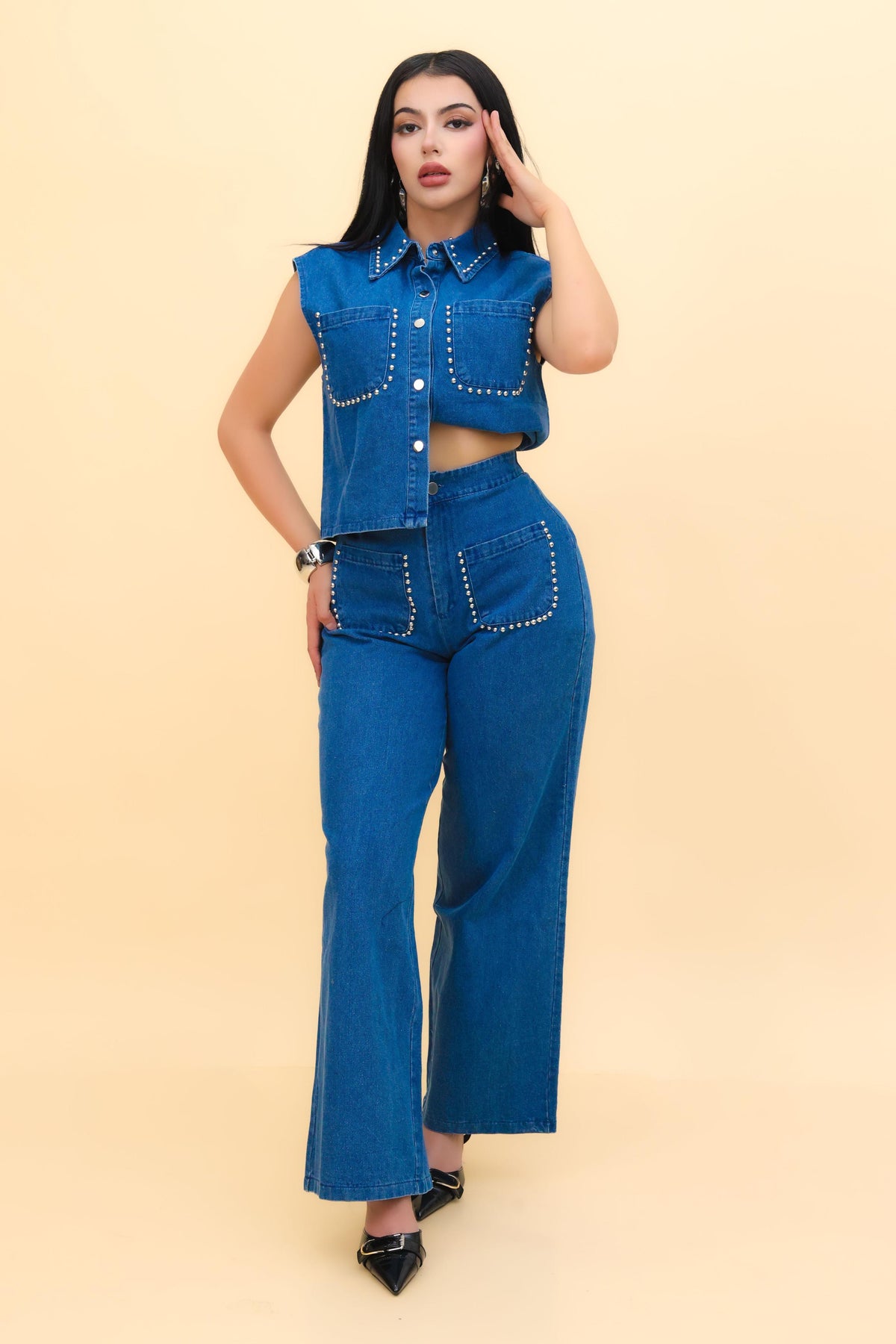 Duo Set Denim color Azul Claro | ZAIVA