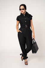 Enterizo Cuello Mao Con Cinto color Negro | ZAIVA