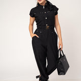 Enterizo Cuello Mao Con Cinto color Negro | ZAIVA